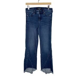Liverpool 2 / 26 The Crop Flare Hi Low Fray Jeans Seamed in Antelope Medium Wash